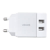 СЗУ USAMS CC090 T24 2.1A Dual USB Travel Charger EU White