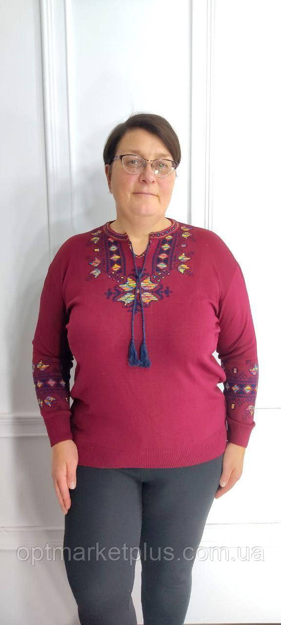 Джемпер "Вишиванка" СУПЕР БАТАЛ (58-64 універсал) Туреччина гуртом купити від складу 7 км Одеса, фото 1