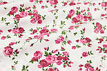 Бавовняна тканина "Розочки" малиново-рожевих відтінків на фоні №1855, фото 3
