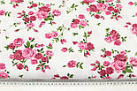 Бавовняна тканина "Розочки" малиново-рожевих відтінків на фоні №1855, фото 6