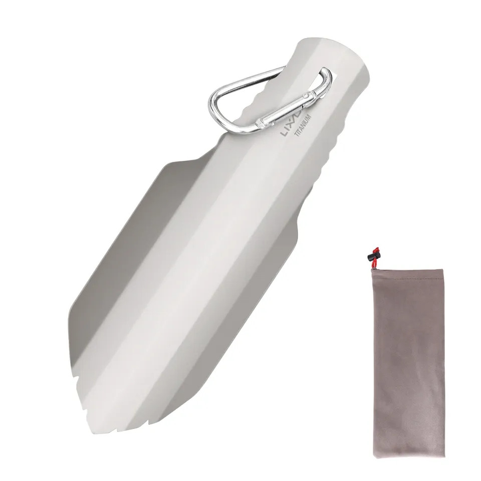 Лопатка титанова Lixada L + карабін з чохлом, фото 1