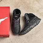Чоловічі теплі шкіряні черевики з натурального хутра Puma Black, зимові високі кросівки з хутром, фото 8