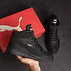 Шкіряні чоловічі теплі зимові черевики з натуральним хутром Puma Black чорні чоловіче комфортне зимове взуття з натуральної шкіри, фото 6