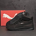 Шкіряні чоловічі теплі зимові черевики з натуральним хутром Puma Black чорні чоловіче комфортне зимове взуття з натуральної шкіри, фото 7