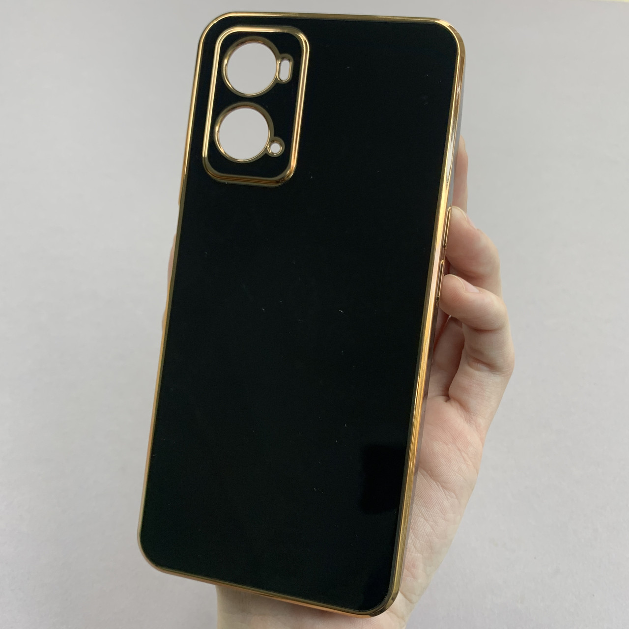 Чохол для Oppo A76 глянцевий із золотою окантовкою чохол на телефон оппо а76 чорний h7y