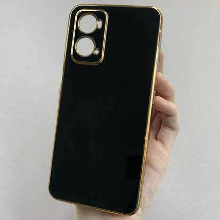 Чохол для Oppo A76 глянцевий із золотою окантовкою чохол на телефон оппо а76 чорний h7y, фото 1