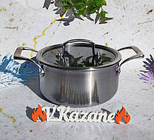 Каструля-казан із неіржавкої сталі 5.4 л 24 см Maestro MR-3504-20 Казан для індукційної плити з кришкою