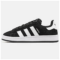 Чоловічі / жіночі кросівки Adidas Campus 00s Core Black White, чорні замшеві кросівки адідас кампус чорно-білі