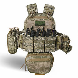 Плитоноска бронежилет Піксель/pixel Аптечка з швидким скиданням MOLLE 7 підсумків + боковий захист