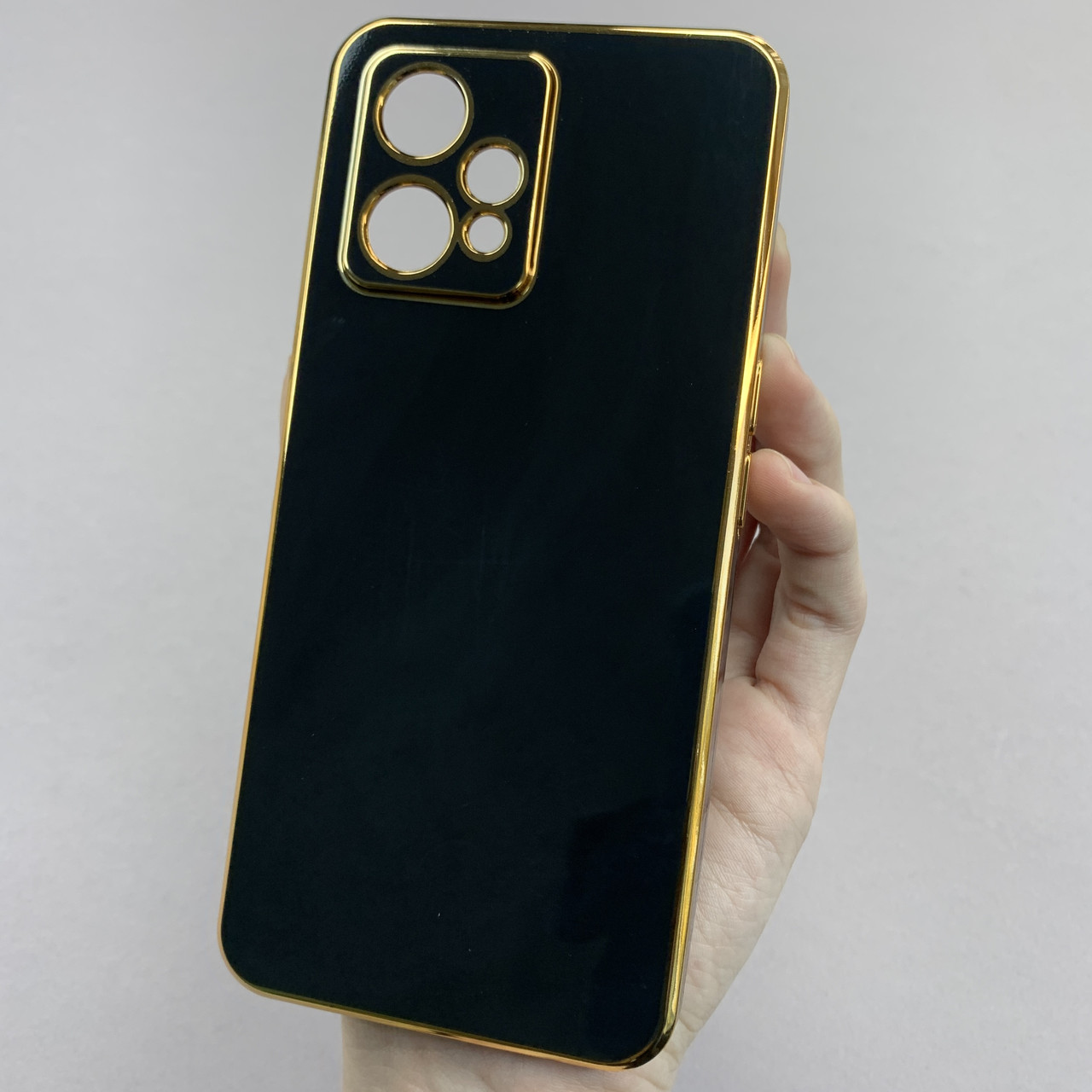 Чохол для Realme 9 Pro Plus глянцевий із золотою окантовкою чохол на телефон реалмі 9 про плюс чорний h7y