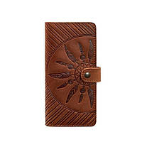 Женский кожаный кошелек с узором Инди 7 светло-коричневое женское портмоне ручной работы из натуральной кожи