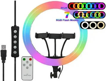 Кільцева LED-лампа RGB MJ36 36 см 3 кріп.тел USB