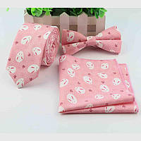 Набор розовый, галстук,бабочка,платок GBP-1808