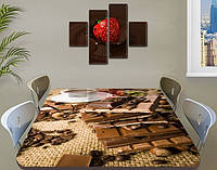 Виниловая наклейка на стол Шоколад плитки мешковина пленка двойная с ламинацией, коричневый 60 х 100 см