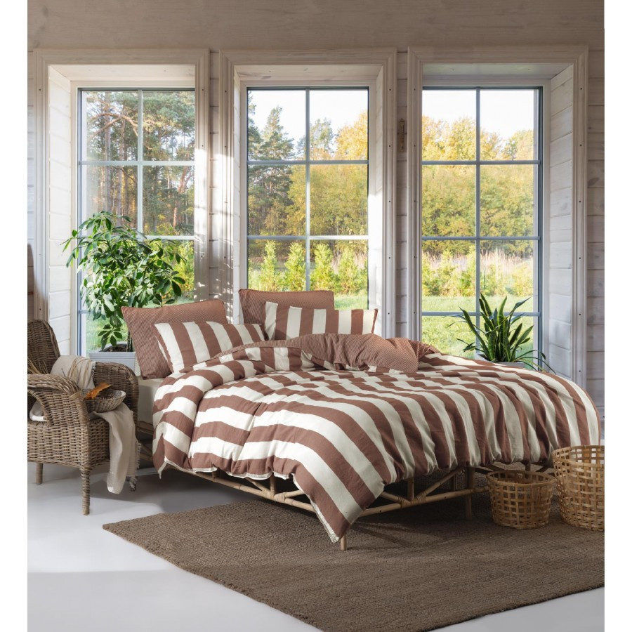 Постільна білизна Limasso Stonewashed Ligne Epaisse 200 х 220 см Brown, фото 1