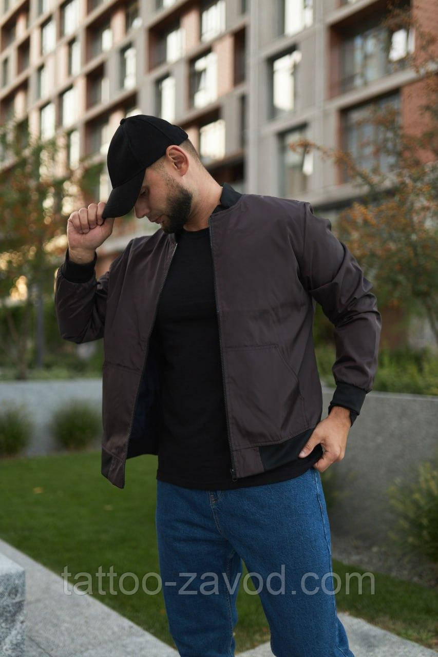 Бомбер мужской легкая весенняя куртка из плащевки; отлично защищает от ...