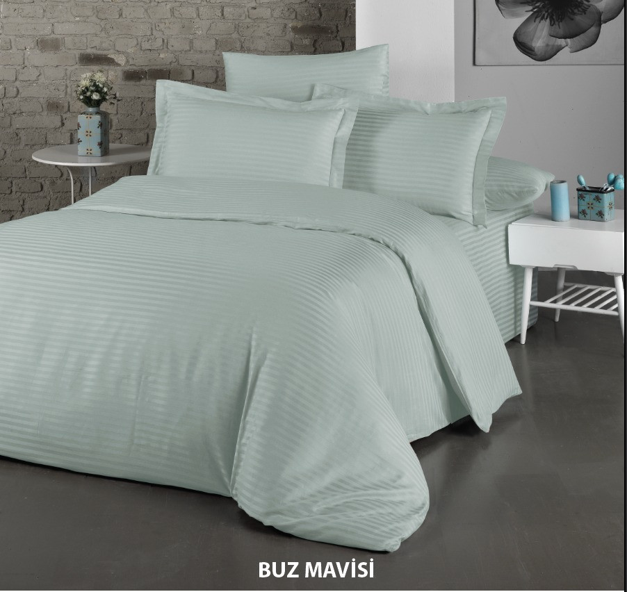 Постільна білизна Cotton Shine Stripe Satin 160х220 сімейний Buz Mavisi, фото 1