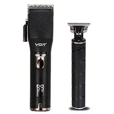 Комбо-набір для стрижки машинка і тример VGR Premium Black, HairTrimmer Skeleton (V-280-BL+HT 7870BK)