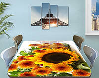 Наклейка на стол Подсолнух, пленка самоклеющаяся для декора столов мебели, желтые цветы, желтый, 60 х 100 см