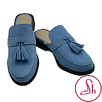 Мюлі жіночі шкіряні на підборах 2 см блакитного кольору “Style Shoes”, фото 6