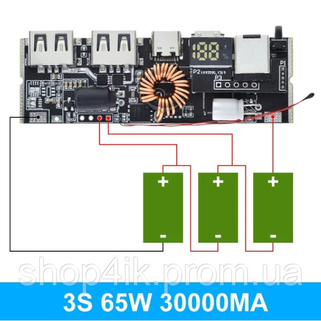 QC4.0 QC3.0 Плата для повербанка 65W 3S 30000 mAh Зарядный модуль ...