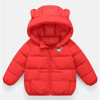 Детская демисезонная куртка с капюшоном красная