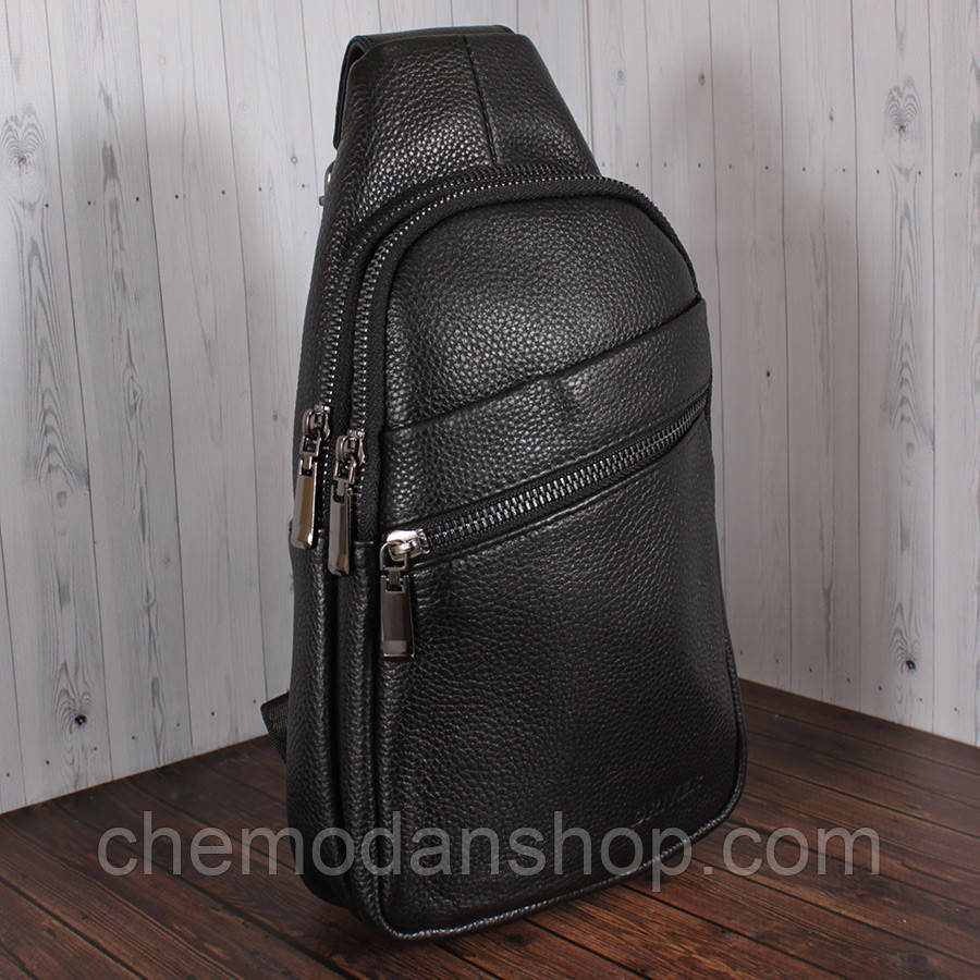 Барсетка з натуральної шкіри de sse DRL19946-1 Чорна