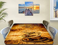 Виниловая наклейка на стол Картограф, самоклеющаяся пленка для декора, старая карта, коричневый 60 х 100 см