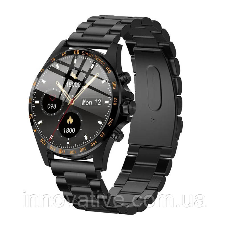 Розумний годинник Linwear LW09 Metal з вимірюванням кисню в крові (Чорний), фото 1