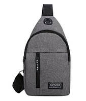 Чоловіча універсальна сумка сіра 31*17*5 см.