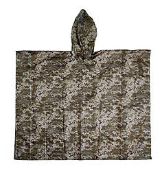 Пончо військове дощовик Таслан 0500-1, піксель ВСУ/ плащ- намет/пончо з великим капюшоном