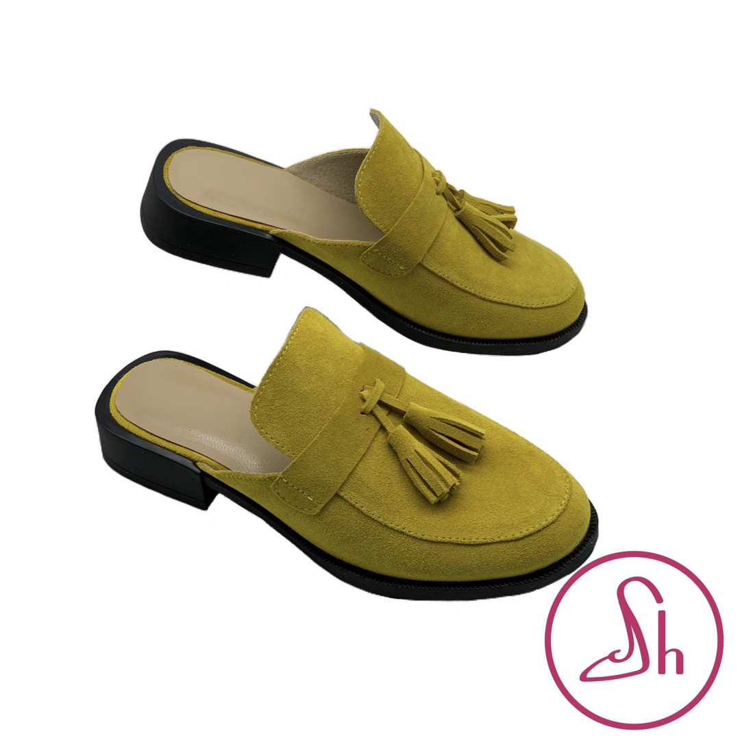Мюлі жіночі шкіряні на підборах 2 см жовтого кольору “Style Shoes”