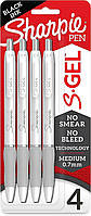 Набор гелевых ручек 4 шт автоматических Sharpie S-Gel, Medium Black Gel Ink Черный 0.7 мм ( 2126207)