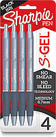 Набор гелевых ручек 4 шт автоматических Sharpie S-Gel, Medium Black Gel Ink Черный 0.7 мм ( 2126213)
