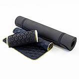 Набір для йоги 3в1 Килимок для йоги + Масажний килимок Аплікатор Кузнєцова + валик OSPORT Set 31 (n-0062) Чорно-чорний, фото 2