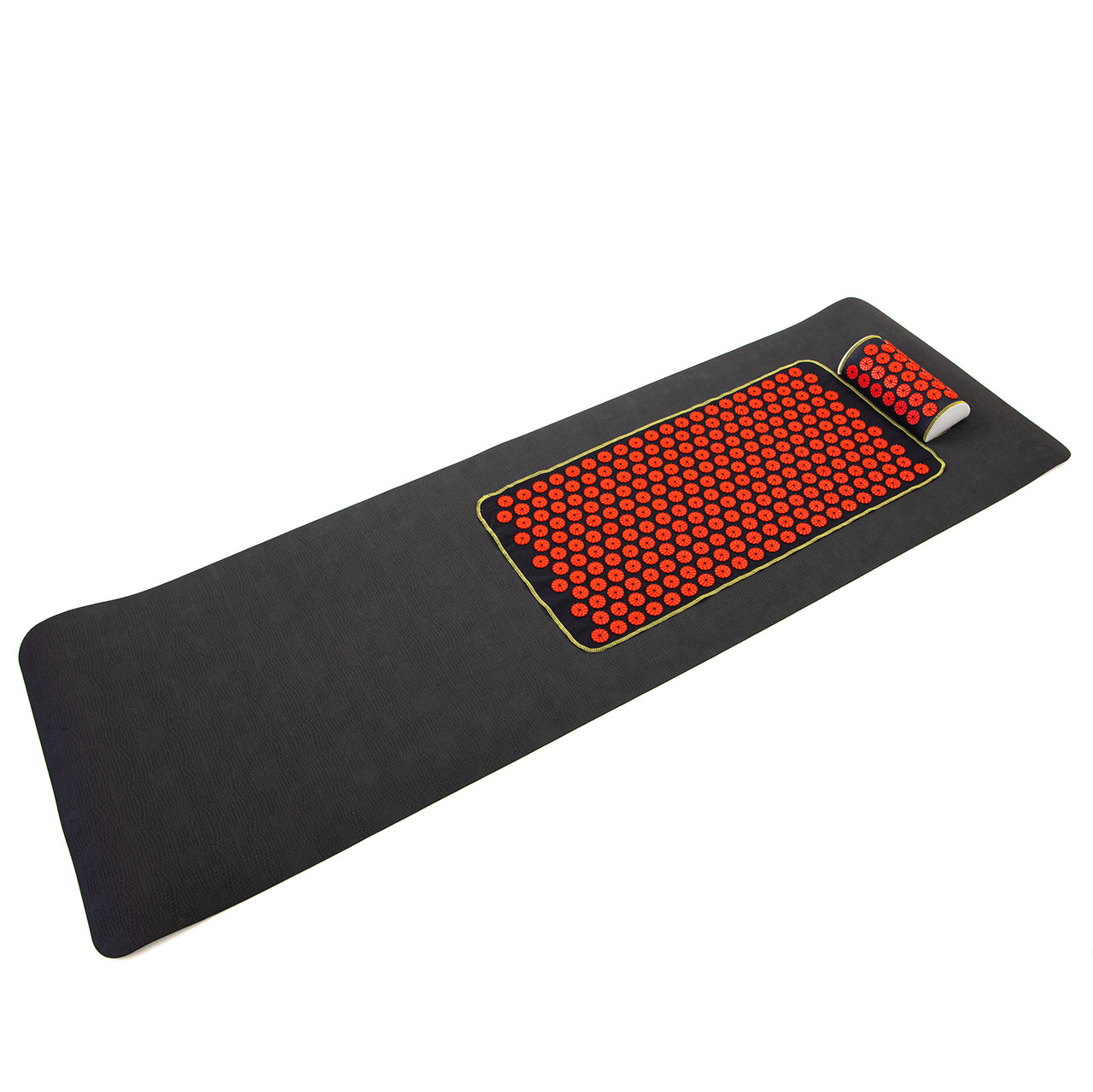 Набір для йоги 3в1 Килимок для йоги + Масажний килимок Аплікатор Кузнєцова + валик OSPORT Set 31 (n-0062) Чорно-червоний, фото 1