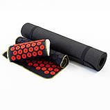 Набір для йоги 3в1 Килимок для йоги + Масажний килимок Аплікатор Кузнєцова + валик OSPORT Set 31 (n-0062) Чорно-червоний, фото 2