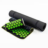 Набір для йоги 3в1 Килимок для йоги + Масажний килимок Аплікатор Кузнєцова + валик OSPORT Set 31 (n-0062) Чорно-салатовий, фото 2