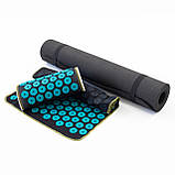 Набір для йоги 3в1 Килимок для йоги + Масажний килимок Аплікатор Кузнєцова + валик OSPORT Set 31 (n-0062) Чорно-бірюзовий, фото 2