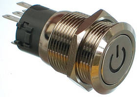 Кнопка антивандальная d22mm різьблення 19mm h32mm 5 контактів індикація