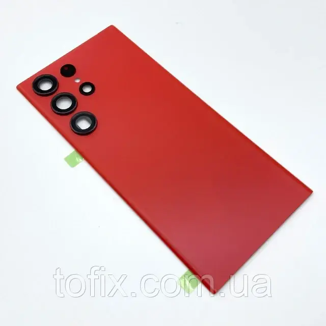 Задня панель корпусу (кришка акумулятора) Samsung S918, S23 Ultra (GH82-30400B) зі склом камери оригінал, Червоний