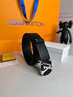 Мужской ремень Louis Vuitton, LV, Луи Виттон серебряная пряжка