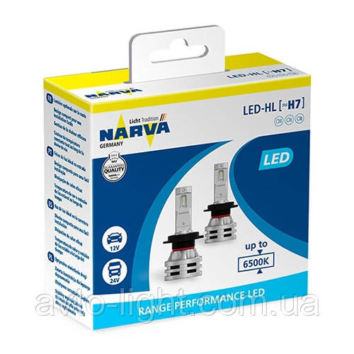 Комплект діодних ламп Narva 18033 H7 12/24v 6500K X2 24 W RPL Range Performance