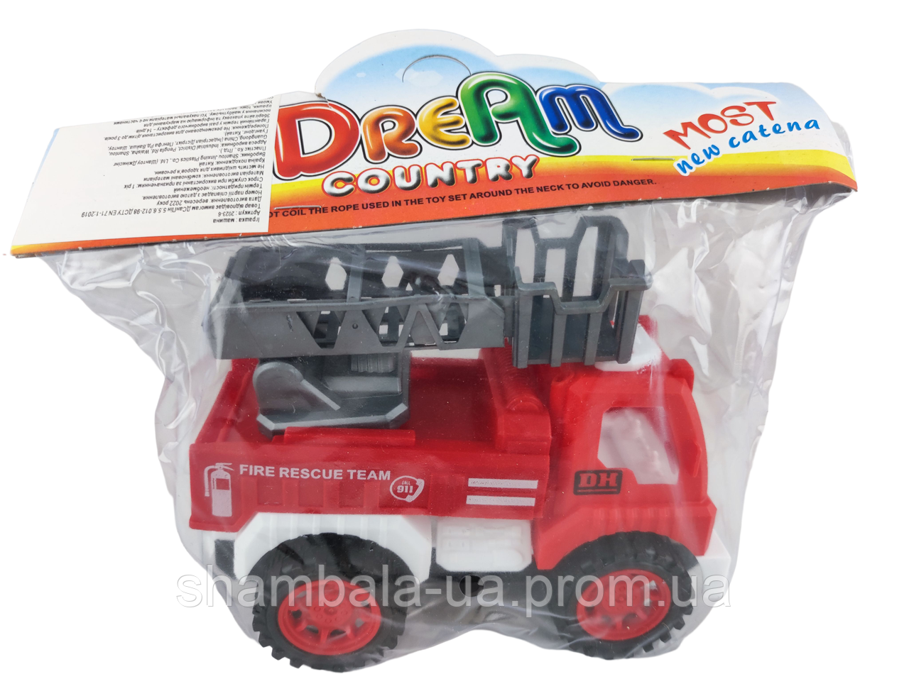Іграшка Пожежна машинка пластмасова з підіймальним краном, 15 см, Червона (000014)