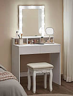Туалетный столик Bonro B-055 с подсветкой для макияжа белый + 9 ламп в подарок для дома салона качественный