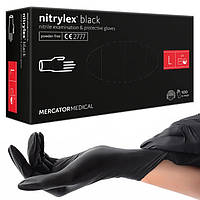 Нитриловые перчатки L (8-9) - Nitrylex®, плотность 3.7 г. - PF Black - Черные (100 шт)