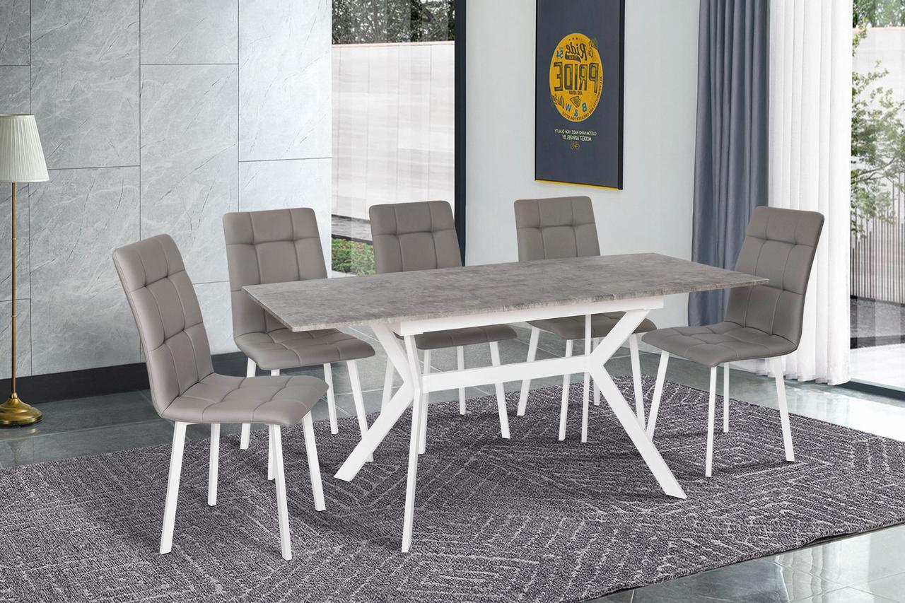 Стіл обідній Х'юстон 130-170 см (білий/сірий), фото 1