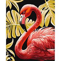 Картина по номерам "Утонченный фламинго" ©art_selena_ua Идейка KHO6523 40х50 см с красками металлик extra,