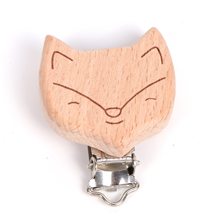 Фігурка дерев'яна з прищіпкою для пустушки 4*4 см Лисеня, фото 1