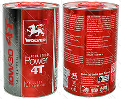 Масло для 4-х тактних двигунів WOLVER FOUR STROKE POWER 4T SAE 10W-30 каністра 1л жесть